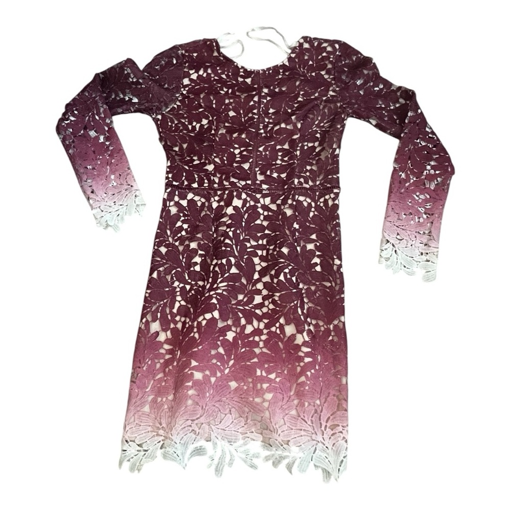 Angel Biba Burgundy Ombre Lace Cut-Out Overlay Dress Size‎ 8